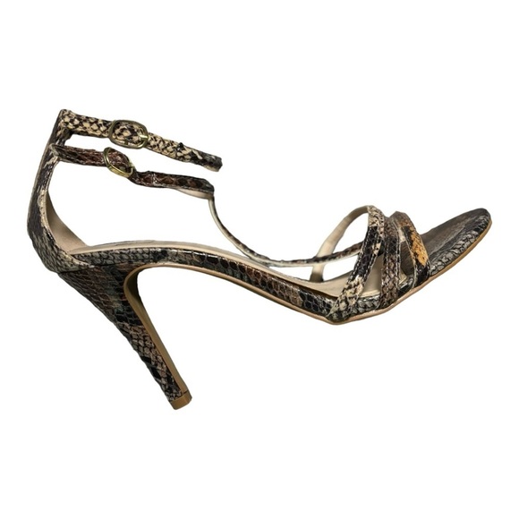 NEW NY & C Beige & Brown Strappy Stiletto Sandals Size 8 Faux Snakeskin Heels - Picture 7 of 11